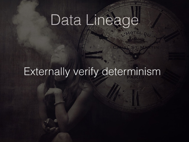 Data Lineage
Externally verify determinism
