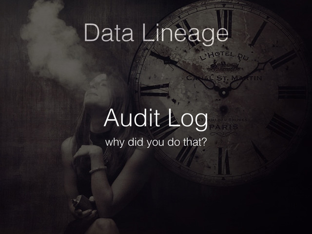 Data Lineage
Audit Log
why did you do that?
