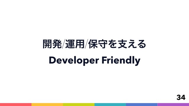 ։ൃӡ༻อकΛࢧ͑Δ
Developer Friendly
34
