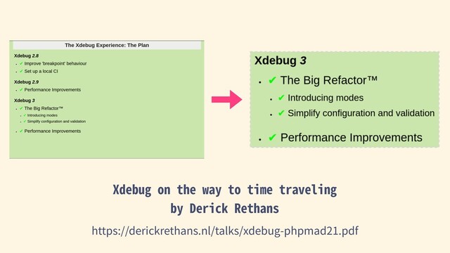 Xdebug on the way to time traveling
by Derick Rethans
https://derickrethans.nl/talks/xdebug-phpmad21.pdf
