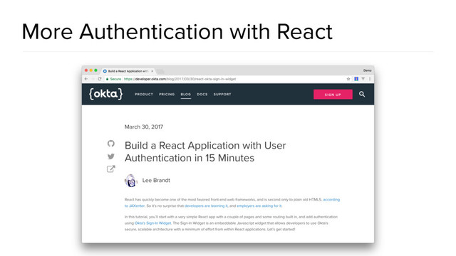 More Authentication with React
