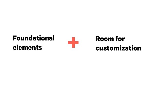 Foundational
elements
Room for
customization
+
