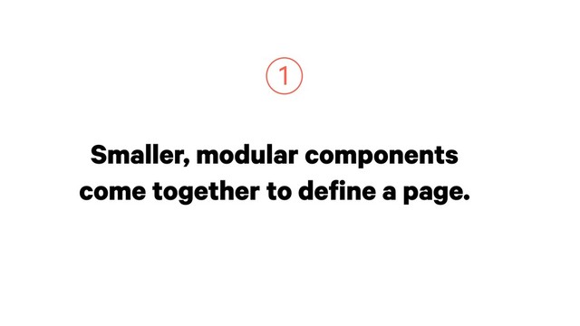 Smaller, modular components
come together to define a page.
1
