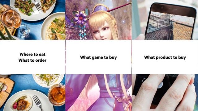 Where to eat
What to order
What game to buy What product to buy
