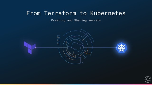 From Terraform to
Kubernetes
Creating and Sharing secrets
From Terraform to Kubernetes
Creating and Sharing secrets
