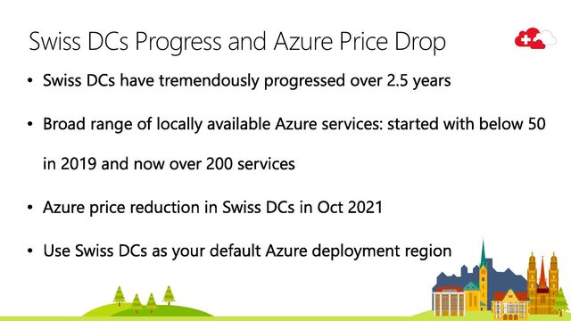 Swiss DCs Progress and Azure Price Drop
