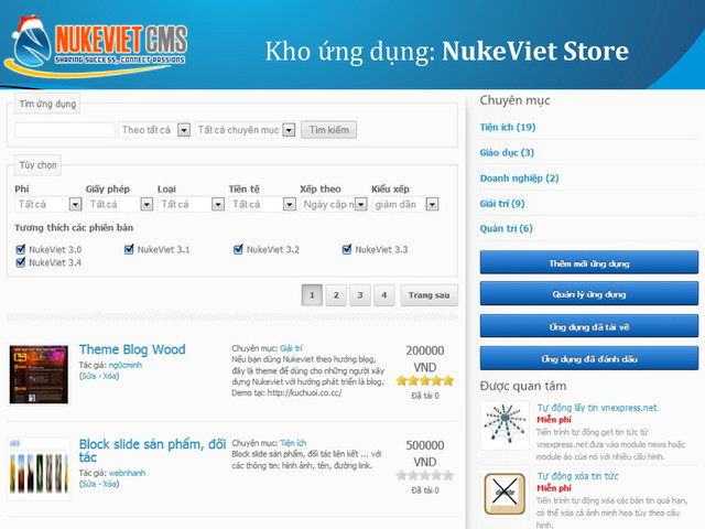 Kho ứng dụng: NukeViet Store
