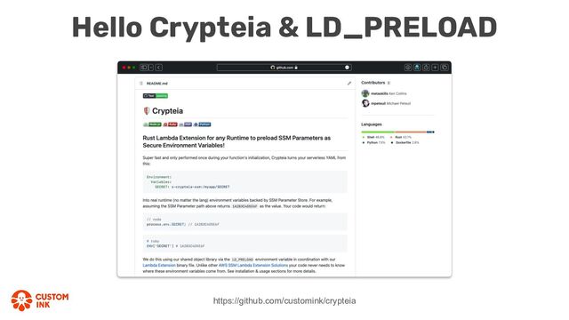 Hello Crypteia & LD_PRELOAD
https://github.com/customink/crypteia
