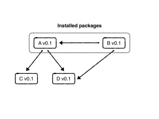 B v0.1
Installed packages
A v0.1
C v0.1 D v0.1
