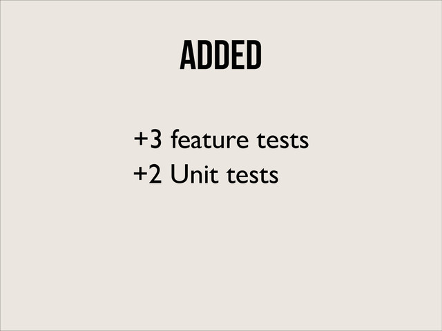 +3 feature tests
+2 Unit tests
Added
