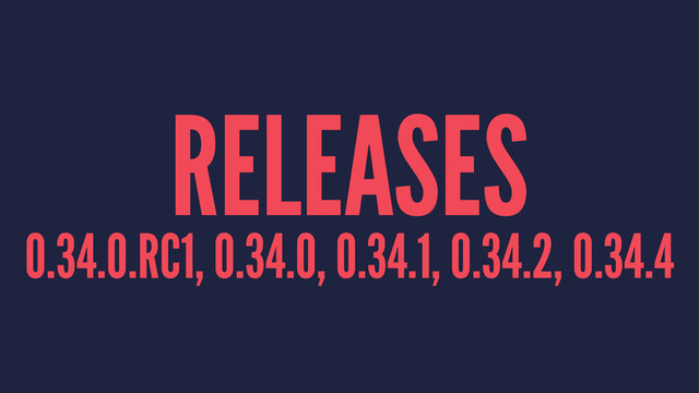 RELEASES
0.34.0.RC1, 0.34.0, 0.34.1, 0.34.2, 0.34.4
