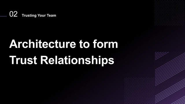 02
Architecture to form
Trust Relationships
Trusting Your Team

