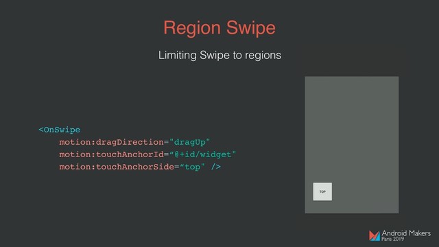 
Region Swipe
Limiting Swipe to regions
