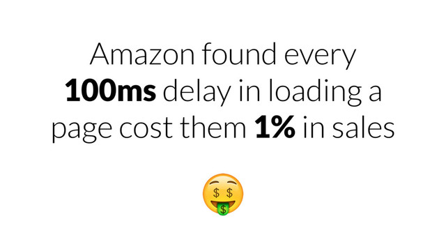 Amazon found every
100ms delay in loading a
page cost them 1% in sales

