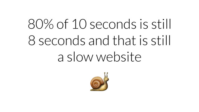 80% of 10 seconds is still
8 seconds and that is still
a slow website

