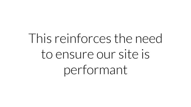 This reinforces the need
to ensure our site is
performant

