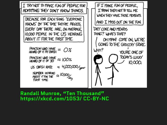 Randall Munroe, “Ten Thousand”
https://xkcd.com/1053/ CC-BY-NC
