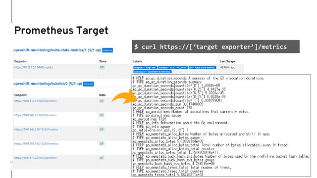 $ curl https://[‘target exporter’]/metrics
