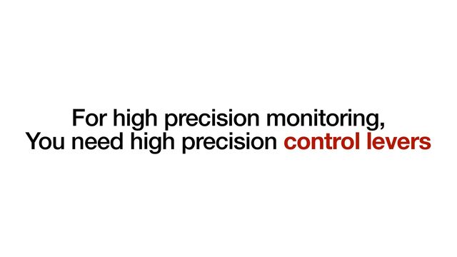 For high precision monitoring,
You need high precision control levers
