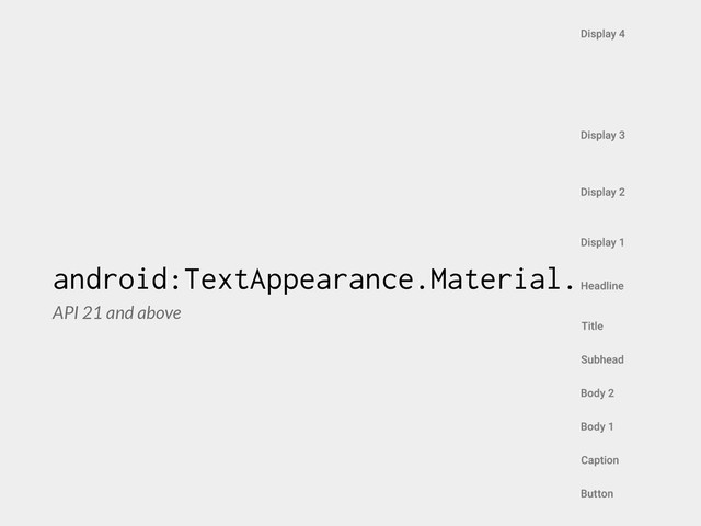 android:TextAppearance.Material.
API 21 and above
