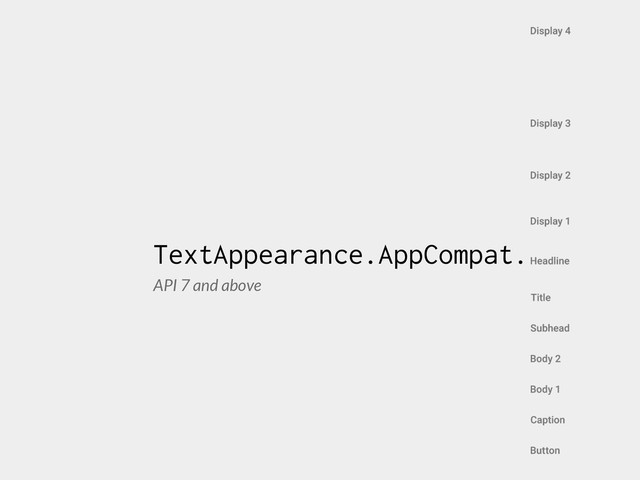 TextAppearance.AppCompat.
API 7 and above
