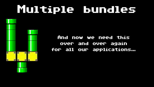 Multiple bundles
And now we need this
over and over again
for all our applications…
