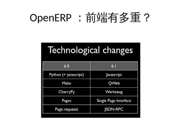 OpenERP ：前端有多重？
