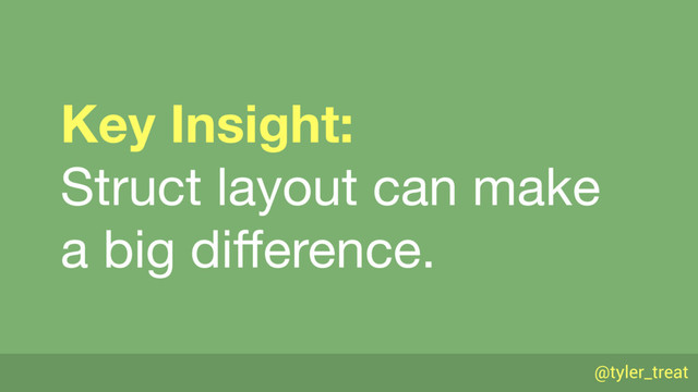 @tyler_treat
Key Insight:
Struct layout can make 
a big diﬀerence.
