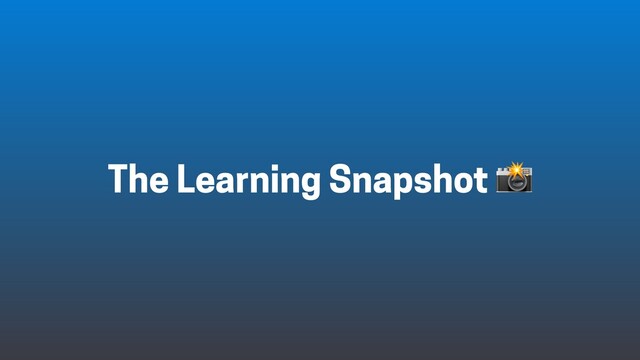 The Learning Snapshot 
