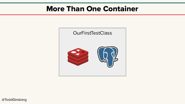 @ToddGinsberg
More Than One Container
OurFirstTestClass
