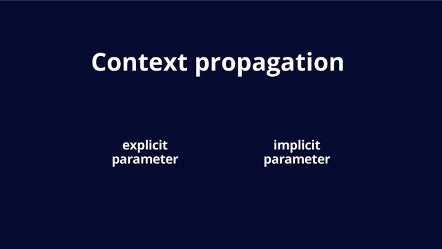 Context propagation
explicit
parameter
implicit
parameter
