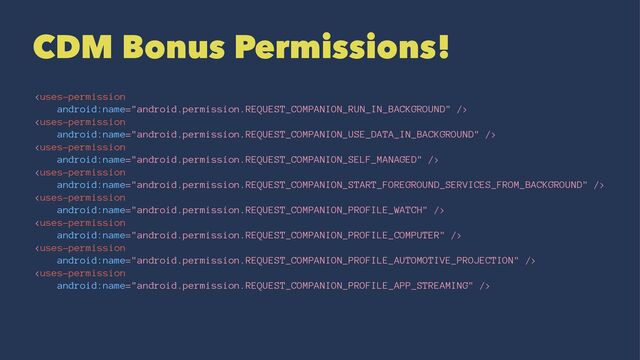 CDM Bonus Permissions!








