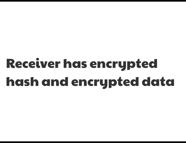 Receiver has encrypted
hash and encrypted data
