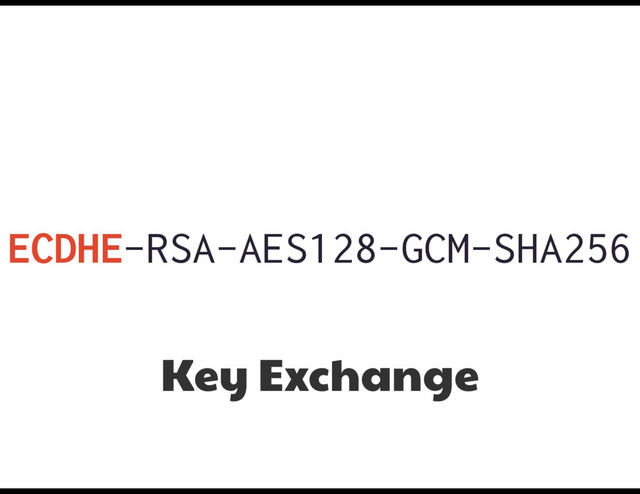 ECDHE-RSA-AES128-GCM-SHA256
Key Exchange
