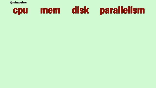 @leinweber
cpu mem disk parallelism
cpu mem disk parallelism
