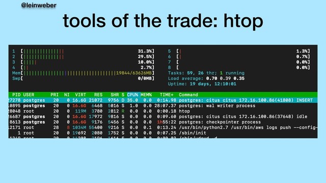 @leinweber
tools of the trade: htop
