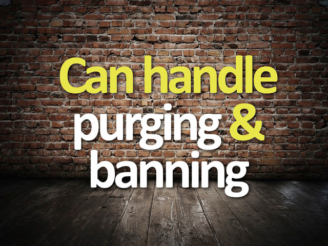 Can	  handle	  
purging	  &	  
banning

