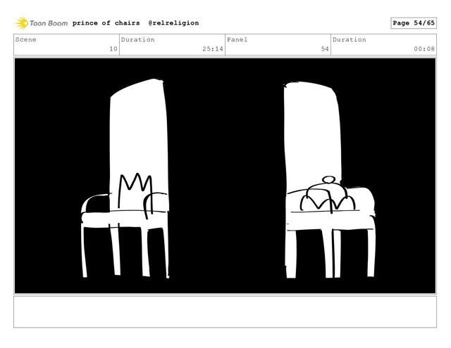 Scene
10
Duration
25:14
Panel
54
Duration
00:08
prince of chairs @relreligion Page 54/65
