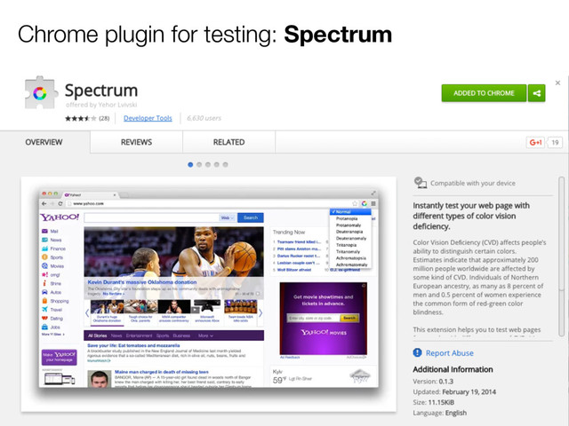 Chrome plugin for testing: Spectrum
