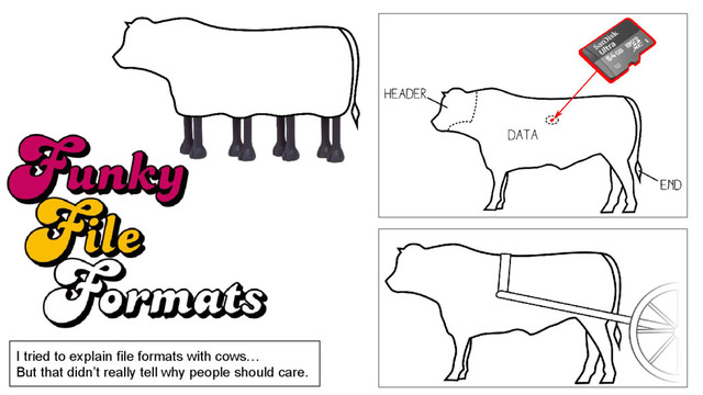 I tried to explain file formats with cows…
But that didn’t really tell why people should care.
