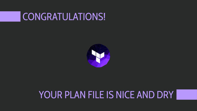 CONGRATULATIONS!
YOUR PLAN FILE IS NICE AND DRY
