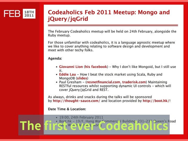 The ﬁrst ever Codeaholics
