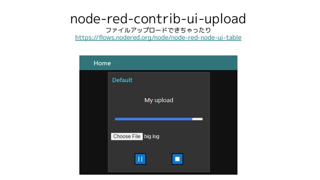 node-red-contrib-ui-upload
ファイルアップロードできちゃったり
https://ﬂows.nodered.org/node/node-red-node-ui-table
