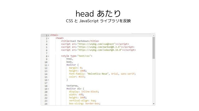head あたり
CSS と JavaScript ライブラリを反映
