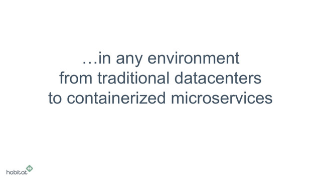 …in any environment
from traditional datacenters
to containerized microservices
