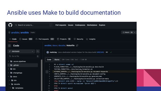 Ansible uses Make to build documentation

