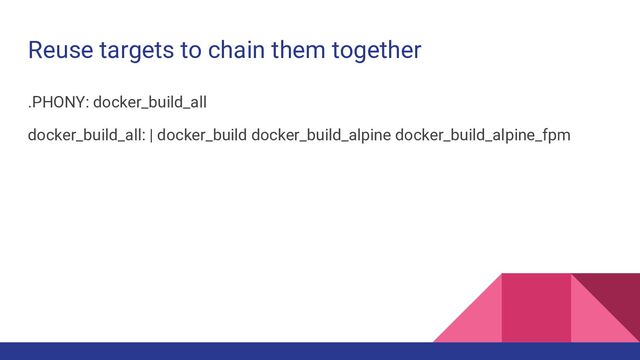 Reuse targets to chain them together
.PHONY: docker_build_all
docker_build_all: | docker_build docker_build_alpine docker_build_alpine_fpm
