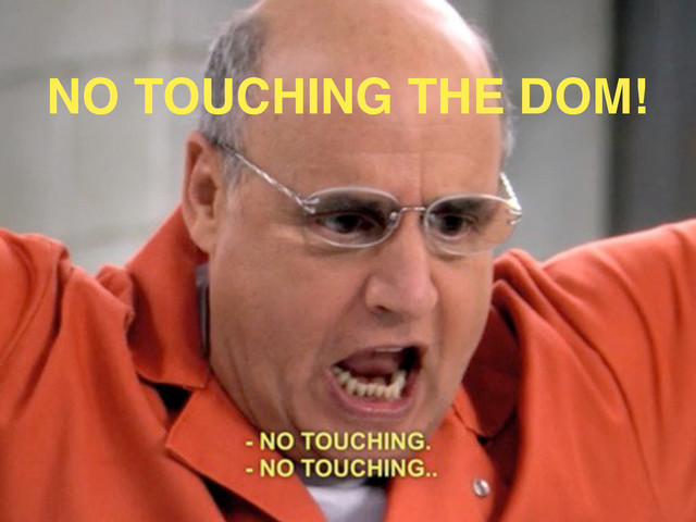 NO TOUCHING THE DOM!

