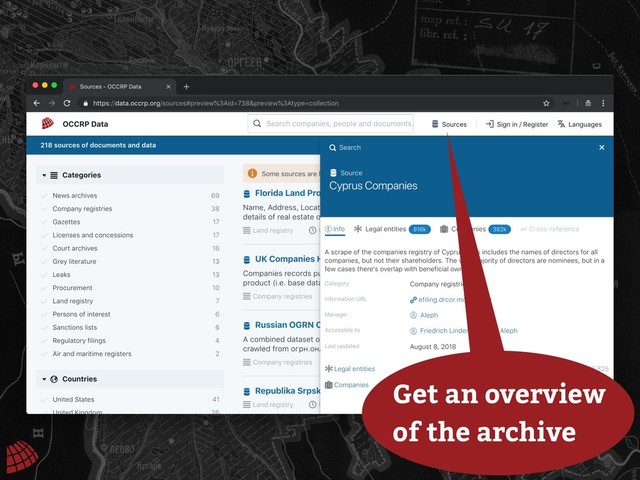 Get an overview
of the archive
