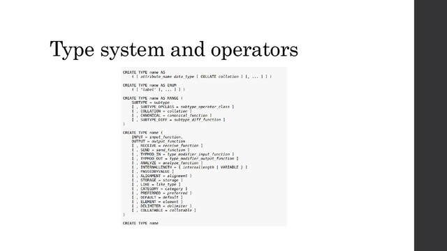 Type system and operators
